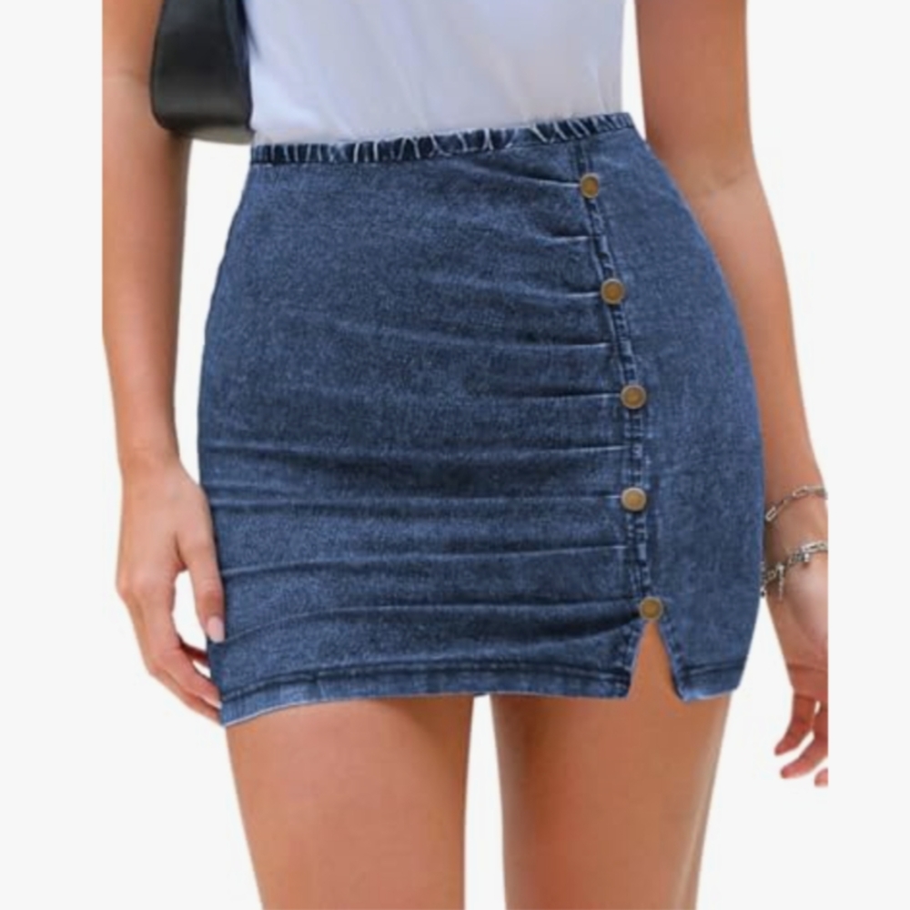 Denim Button-Up Skirt